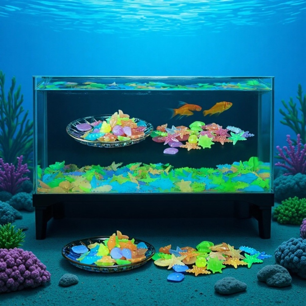 Aquaponics Fish Tank - Glowing Luminous Ocean Stones Fluorescent Conch