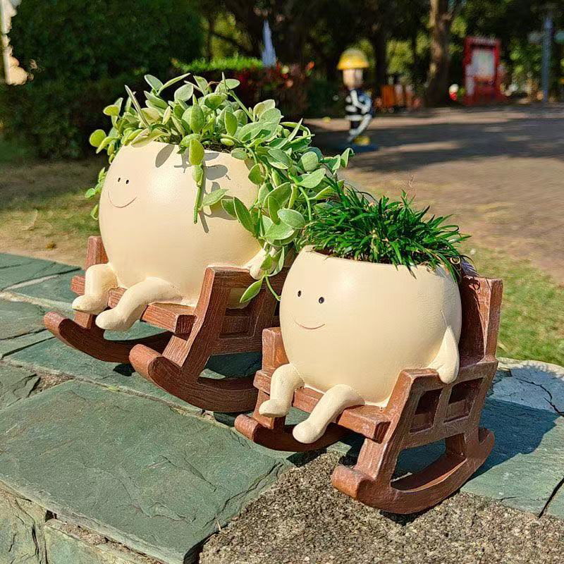 Gardening Tools Cute - Mini Rocking Chair Smiley Face Flower