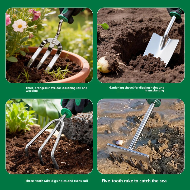 5Pcs Stainless Steel Garden Ha - Spade Digging Fork ulasan dan harga