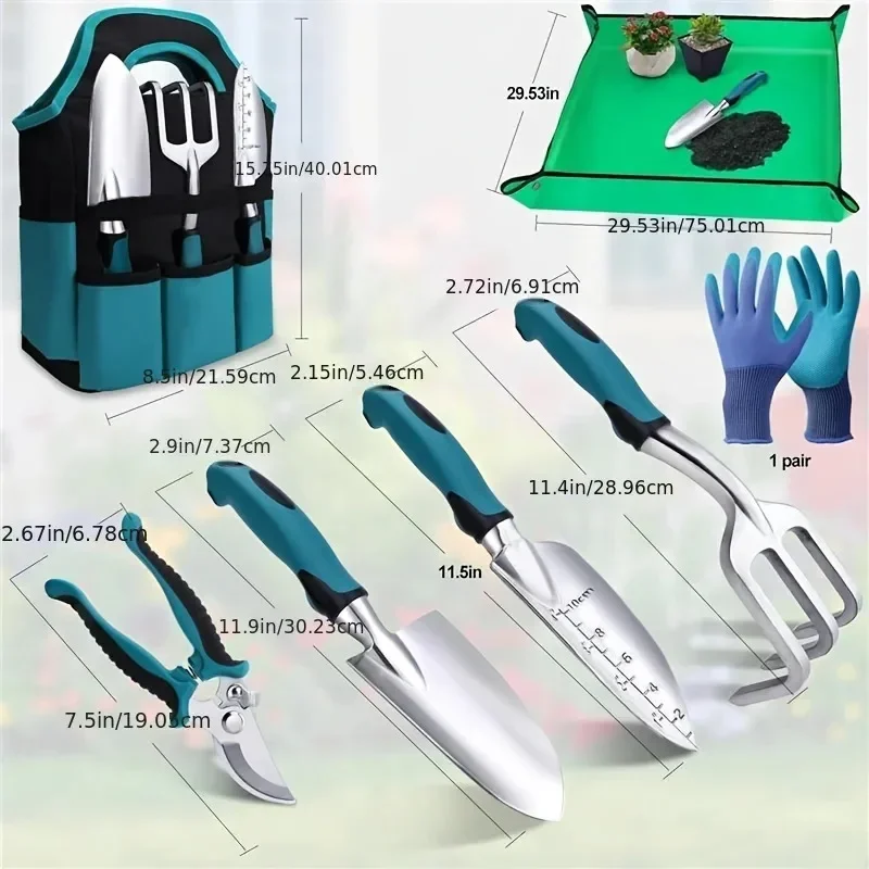 7PCS Garden Hand Tools Set Hea - Spade Digging Fork ulasan dan harga
