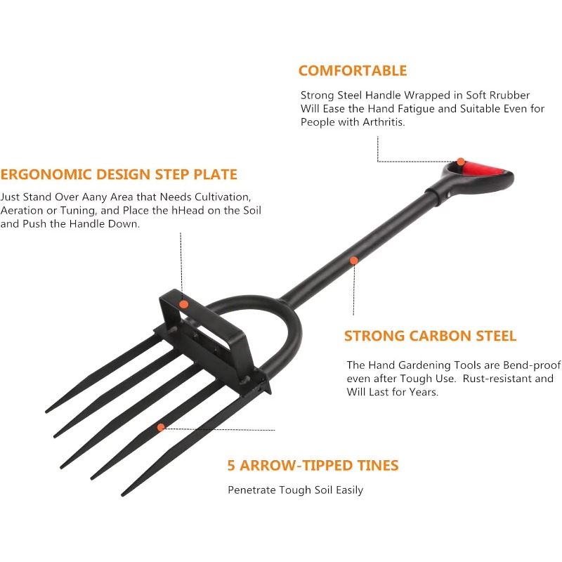 Heavy Duty 5 Tine Pitchfork Ga - Spade Digging Fork ulasan dan harga