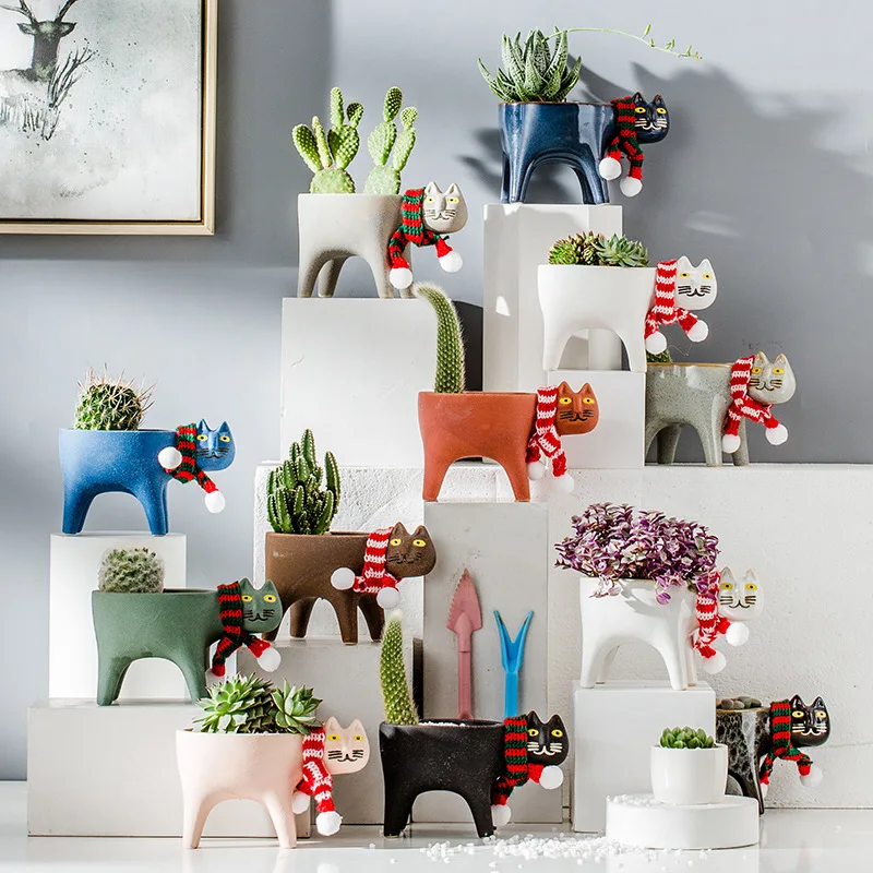 Cat Flower Pot Creative Cute C - Gardening Tools Cute ulasan dan harga